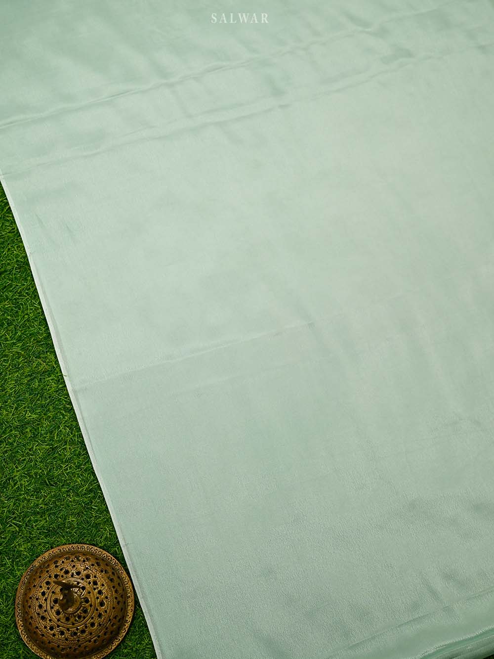 Seafoam Green Embroidered Organza Handloom Banarasi Suit - Sacred Weaves