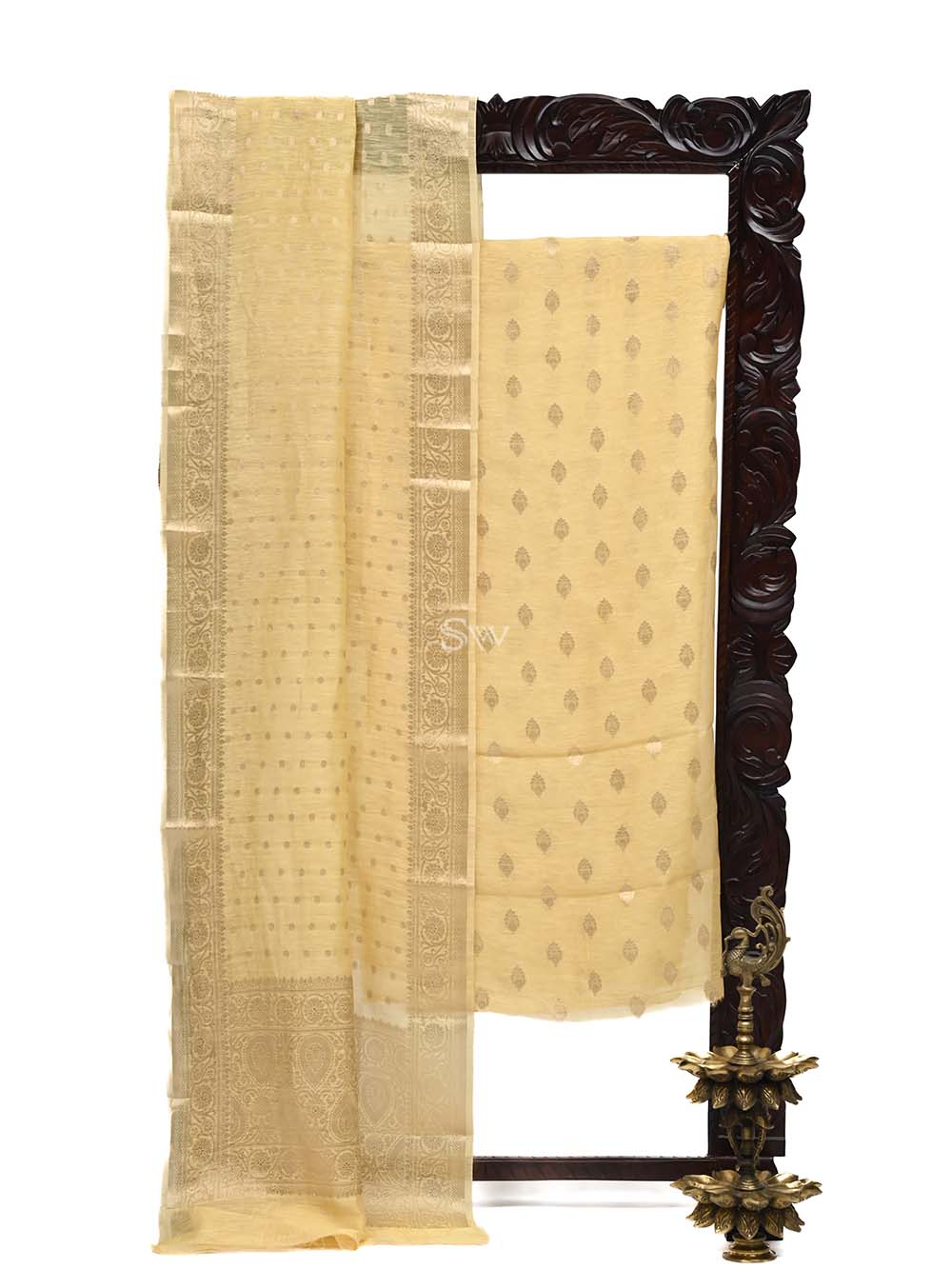 Yellow Linen Handloom Banarasi Suit - Sacred Weaves