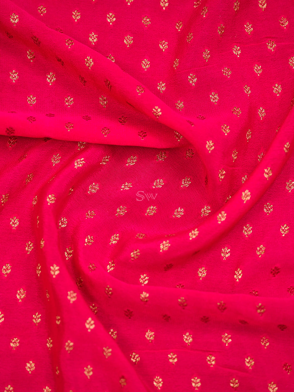 Magenta Booti Crepe Silk Handloom Banarasi Saree - Sacred Weaves