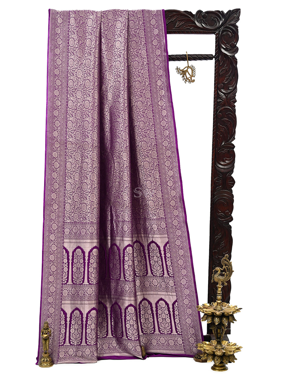 Purple Katan Silk Brocade Handloom Banarasi Saree
