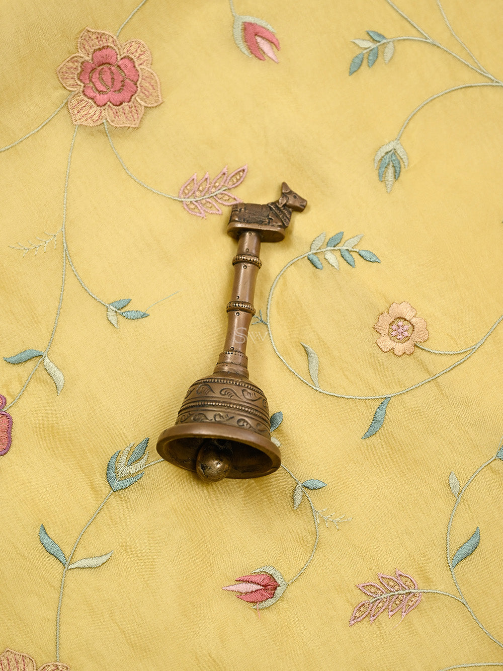 Lime Yellow Embroidery Organza Handloom Banarasi Suit