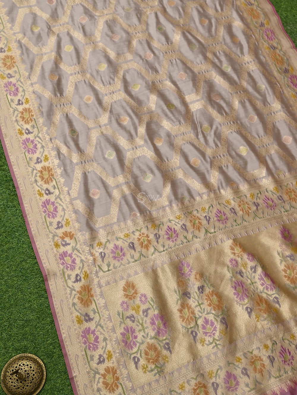 Dusty Pink Rangkat Tussar Silk Handloom Banarasi Saree - Sacred Weaves