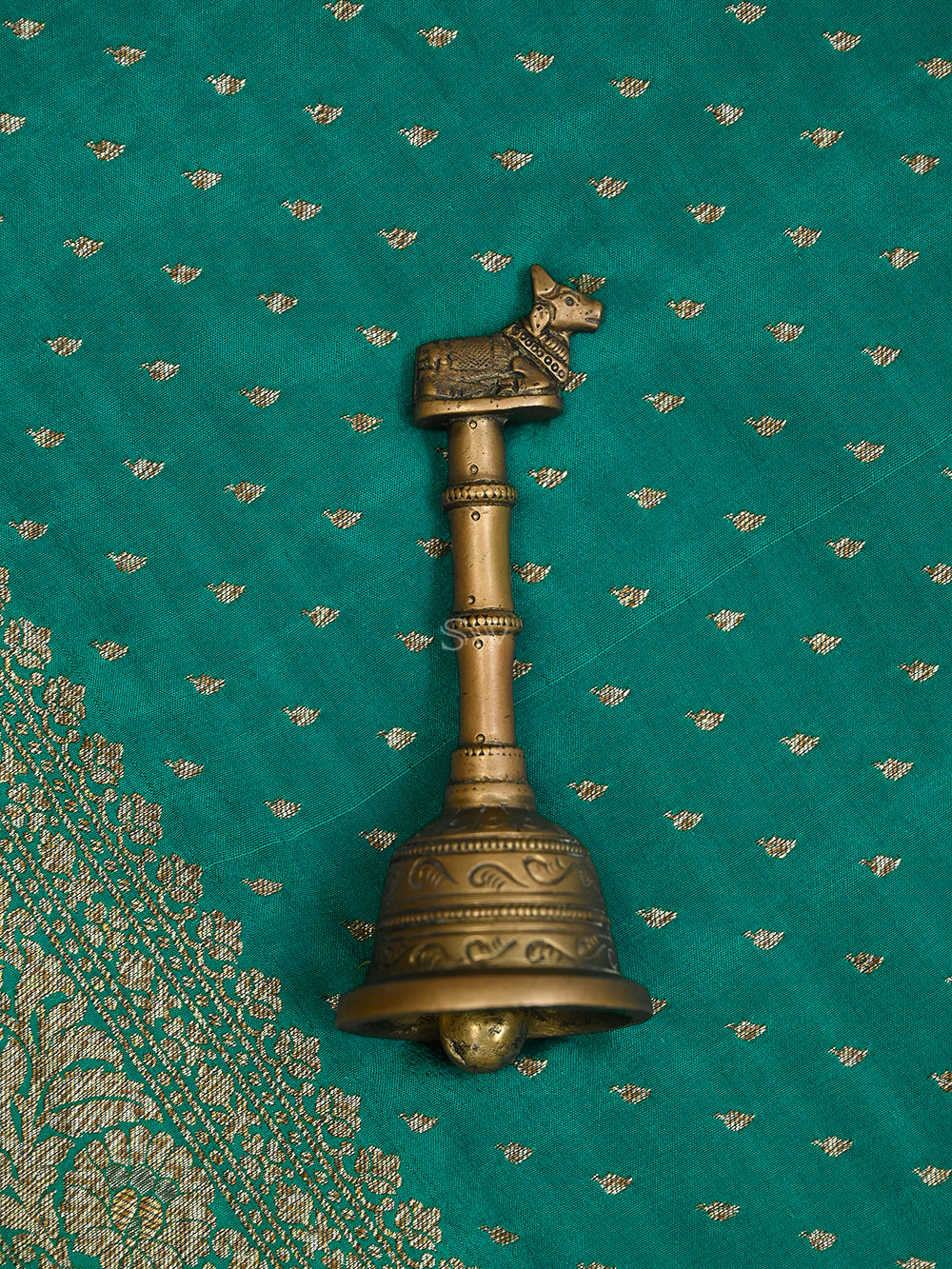 Teal Green Booti Crepe Silk Handloom Banarasi Saree - Sacred Weaves
