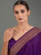 Purple Booti Crepe Silk Handloom Banarasi Saree -Sacred Weaves