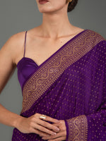 Purple Booti Crepe Silk Handloom Banarasi Saree -Sacred Weaves
