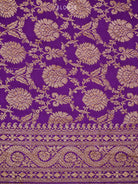 Purple Booti Crepe Silk Handloom Banarasi Saree -Sacred Weaves