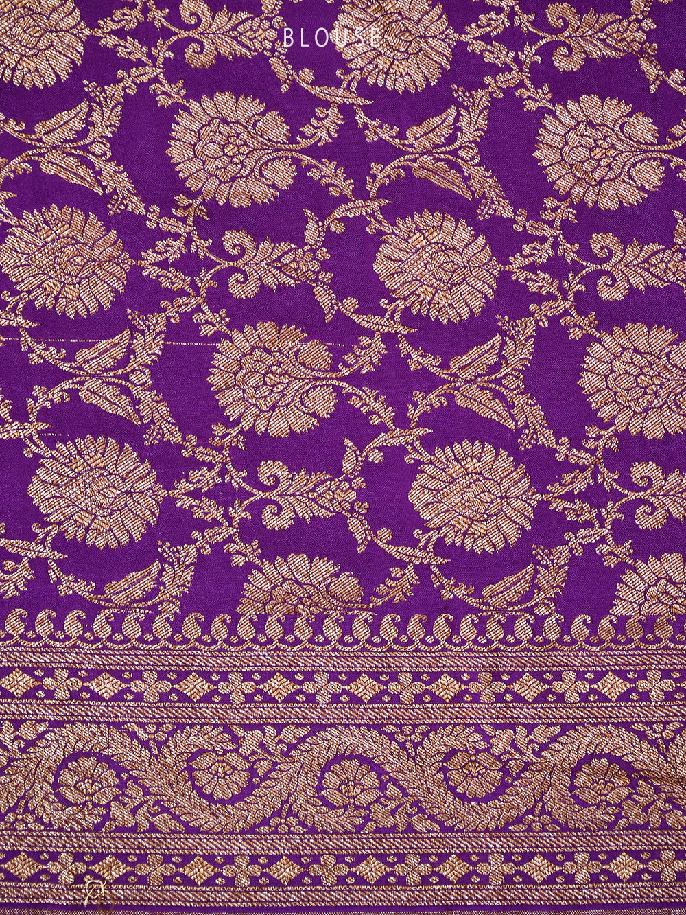 Purple Booti Crepe Silk Handloom Banarasi Saree -Sacred Weaves