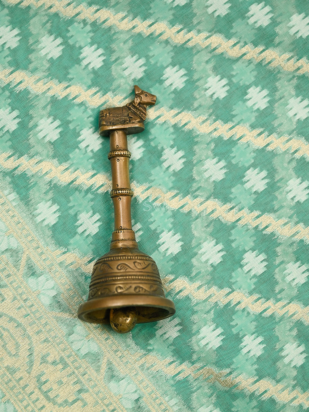 Turquoise Blue Cotton Silk Handloom Banarasi Suit - Sacred Weaves