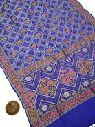 Blue Meenakari Bandhani Crepe Silk Handloom Banarasi Saree - Sacred Weaves