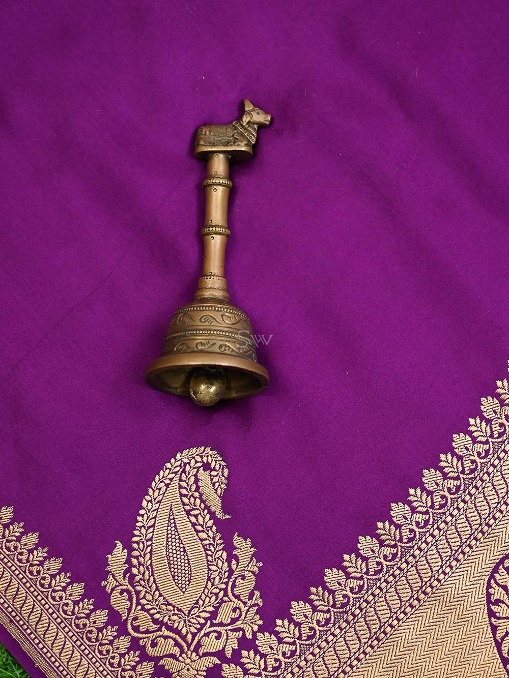 Purple Konia Satin Silk Handloom Banarasi Saree