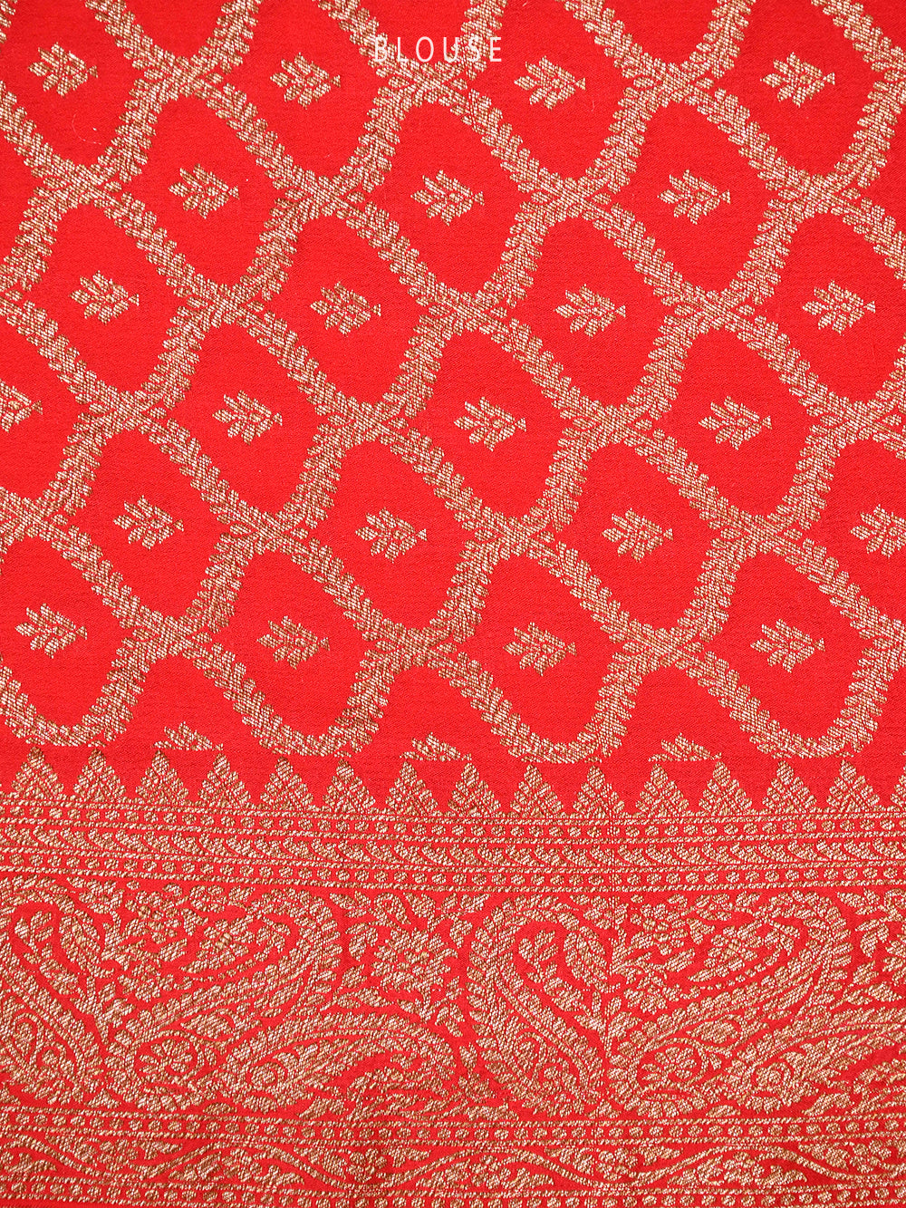 Red Plain Crepe Silk Handloom Banarasi Saree - Sacred Weaves