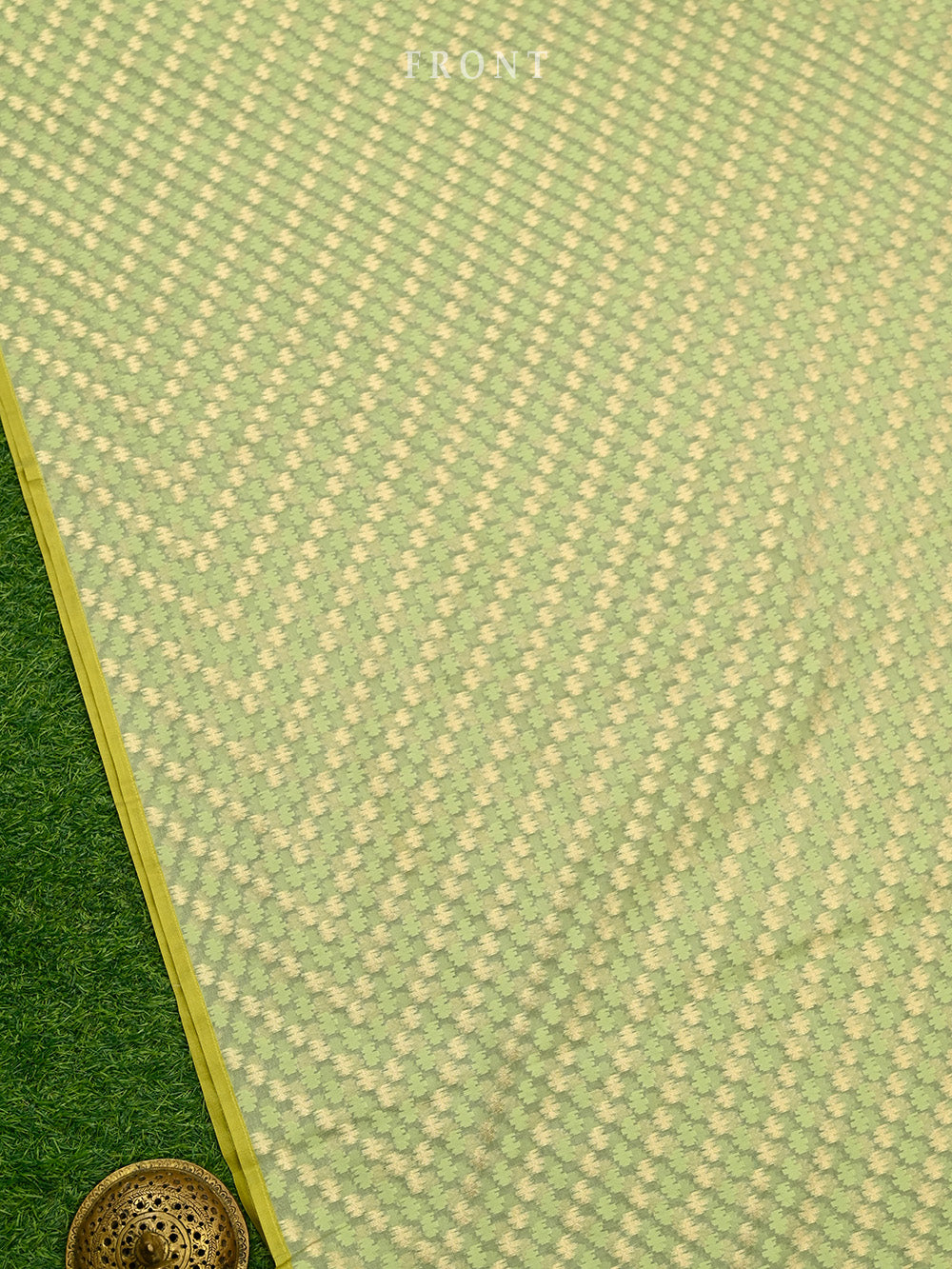 Sea Green Cotton Silk Handloom Banarasi Suit - Sacred Weaves