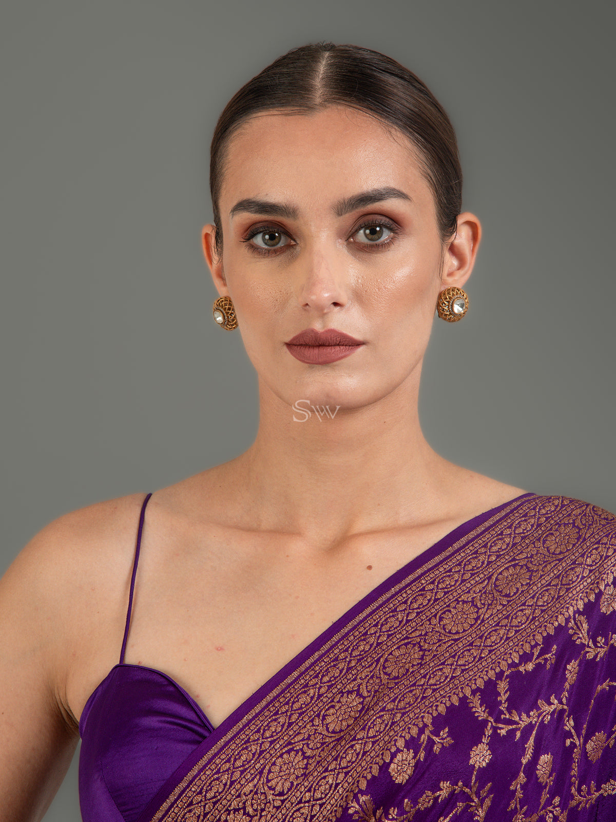 Purple Jaal Crepe Silk Handloom Banarasi Saree -Sacred Weaves