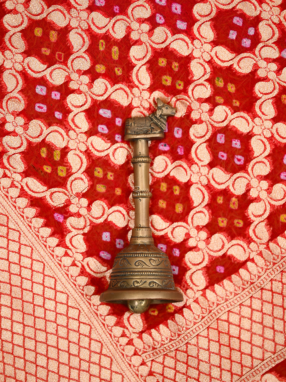 Maroon Pink Bandhani Khaddi Georgette Handloom Banarasi Saree - Sacred Weaves