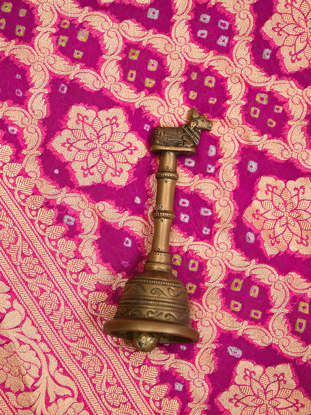 Magenta Bandhani Khaddi Georgette Handloom Banarasi Saree - Sacred Weaves