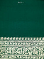 Bottle Green Jaal Khaddi Georgette Handloom Banarasi Saree - Sacred Weaves