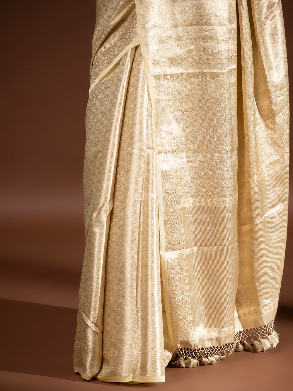 Light Yellow Tissue Brocade Handloom Banarasi Saree - Sacred Weaves