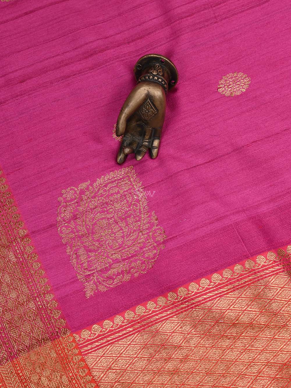 Magenta Boota Tussar Silk Handloom Banarasi Dupatta - Sacred Weaves