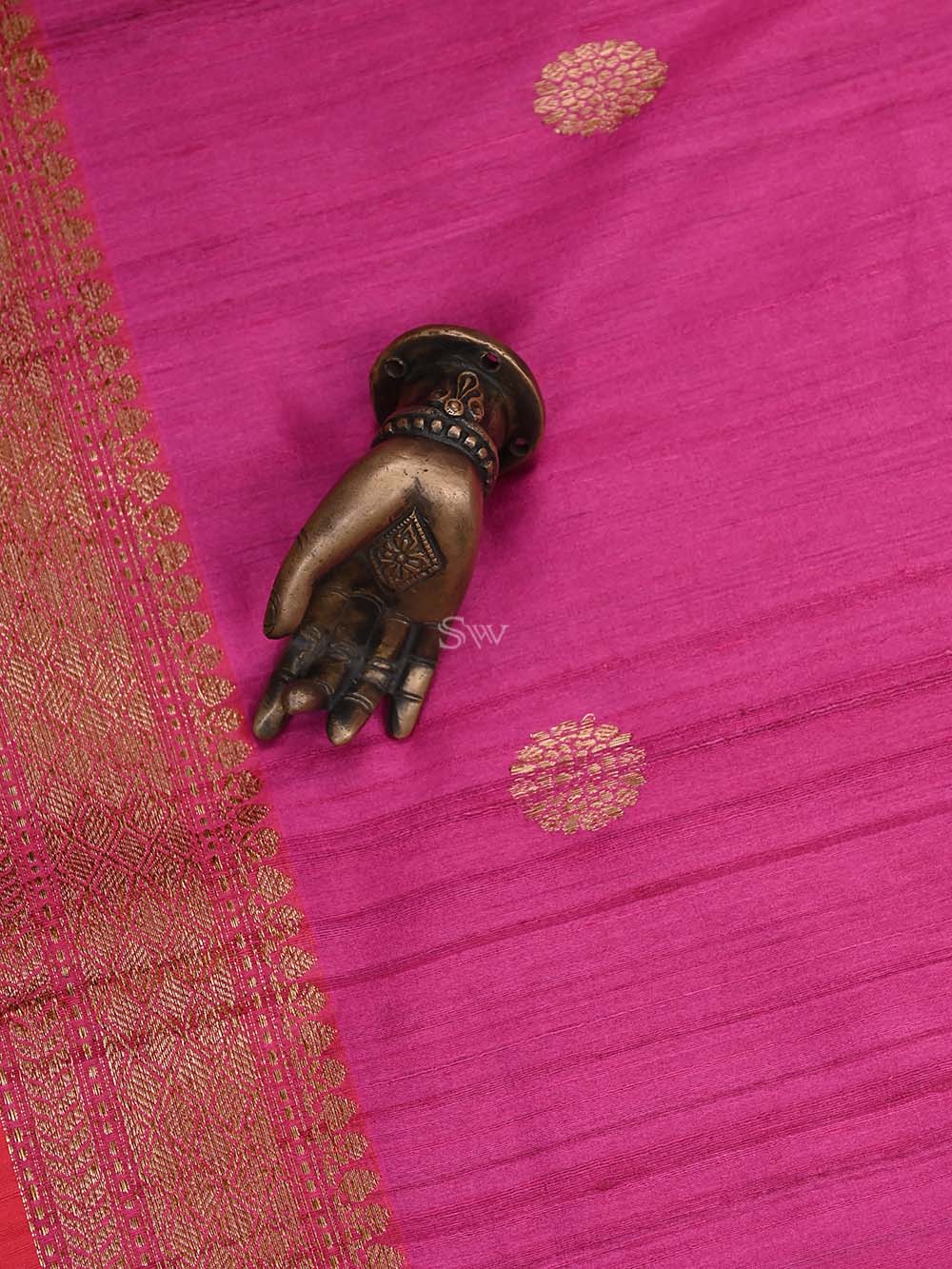 Magenta Boota Tussar Silk Handloom Banarasi Dupatta - Sacred Weaves