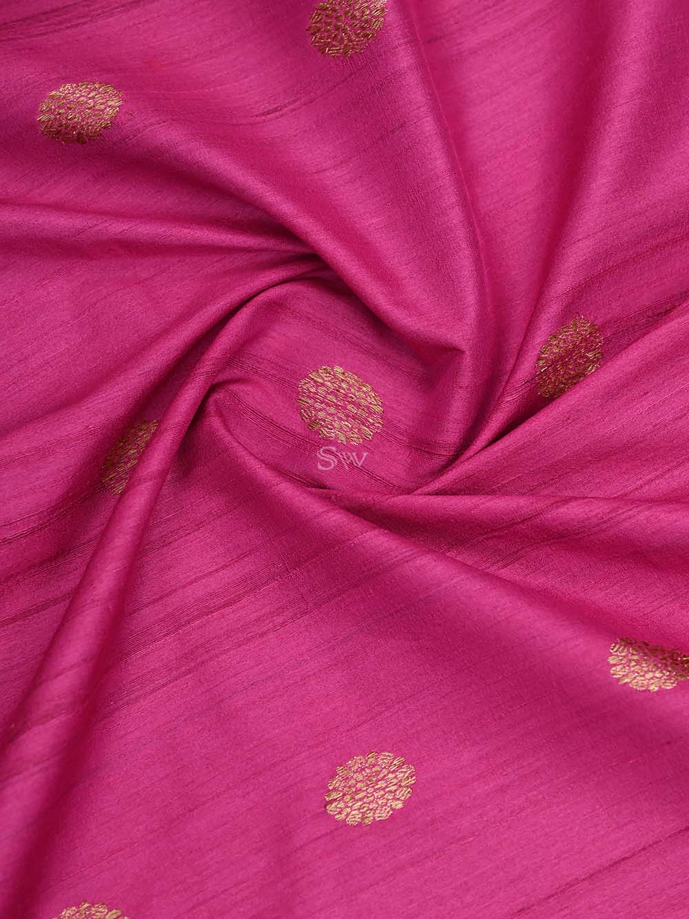 Magenta Boota Tussar Silk Handloom Banarasi Dupatta - Sacred Weaves