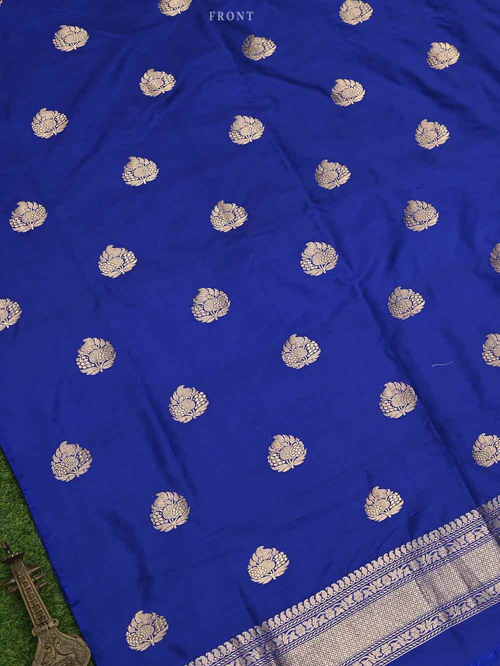 Royal Blue Katan Silk Handloom Banarasi Suit - Sacred Weaves