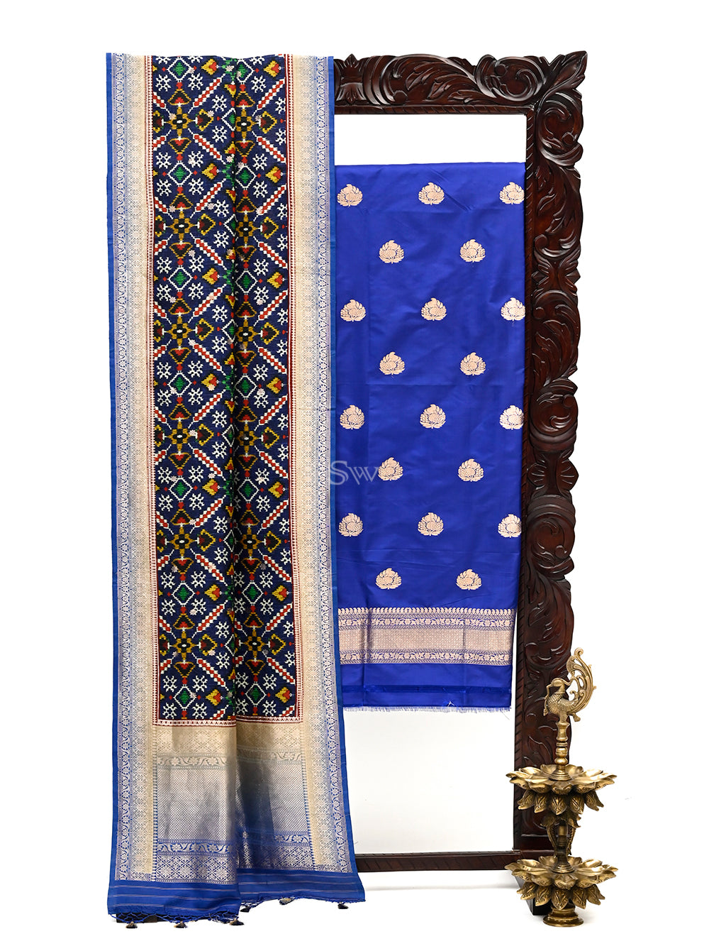 Royal Blue Katan Silk Handloom Banarasi Suit - Sacred Weaves
