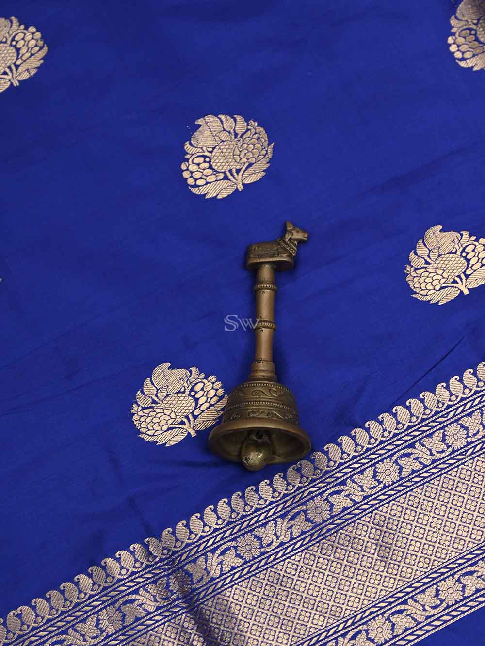 Royal Blue Katan Silk Handloom Banarasi Suit - Sacred Weaves