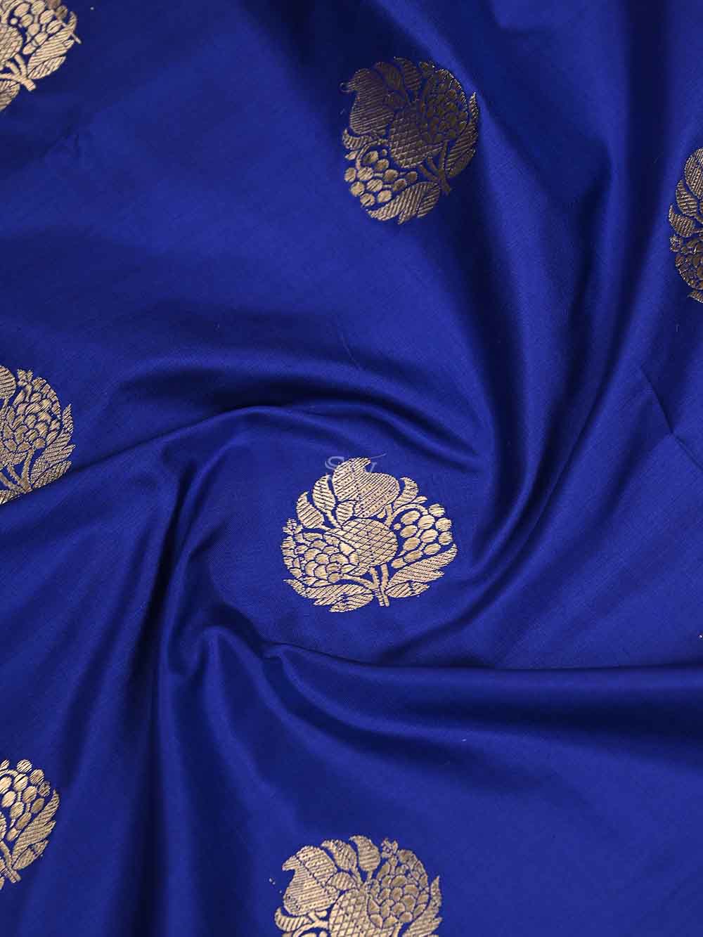 Royal Blue Katan Silk Handloom Banarasi Suit - Sacred Weaves