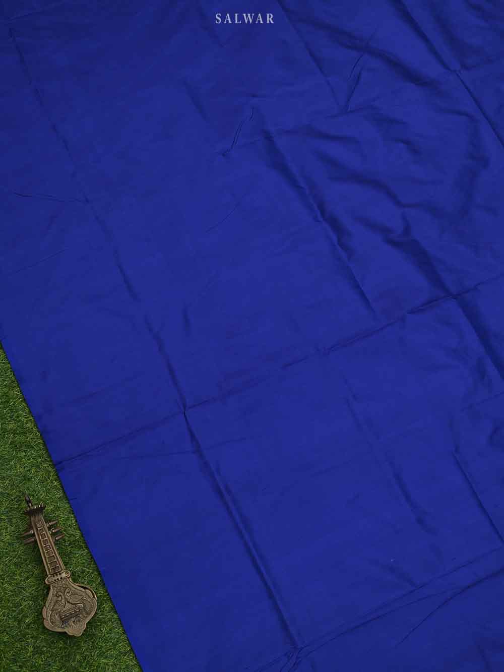 Royal Blue Katan Silk Handloom Banarasi Suit - Sacred Weaves