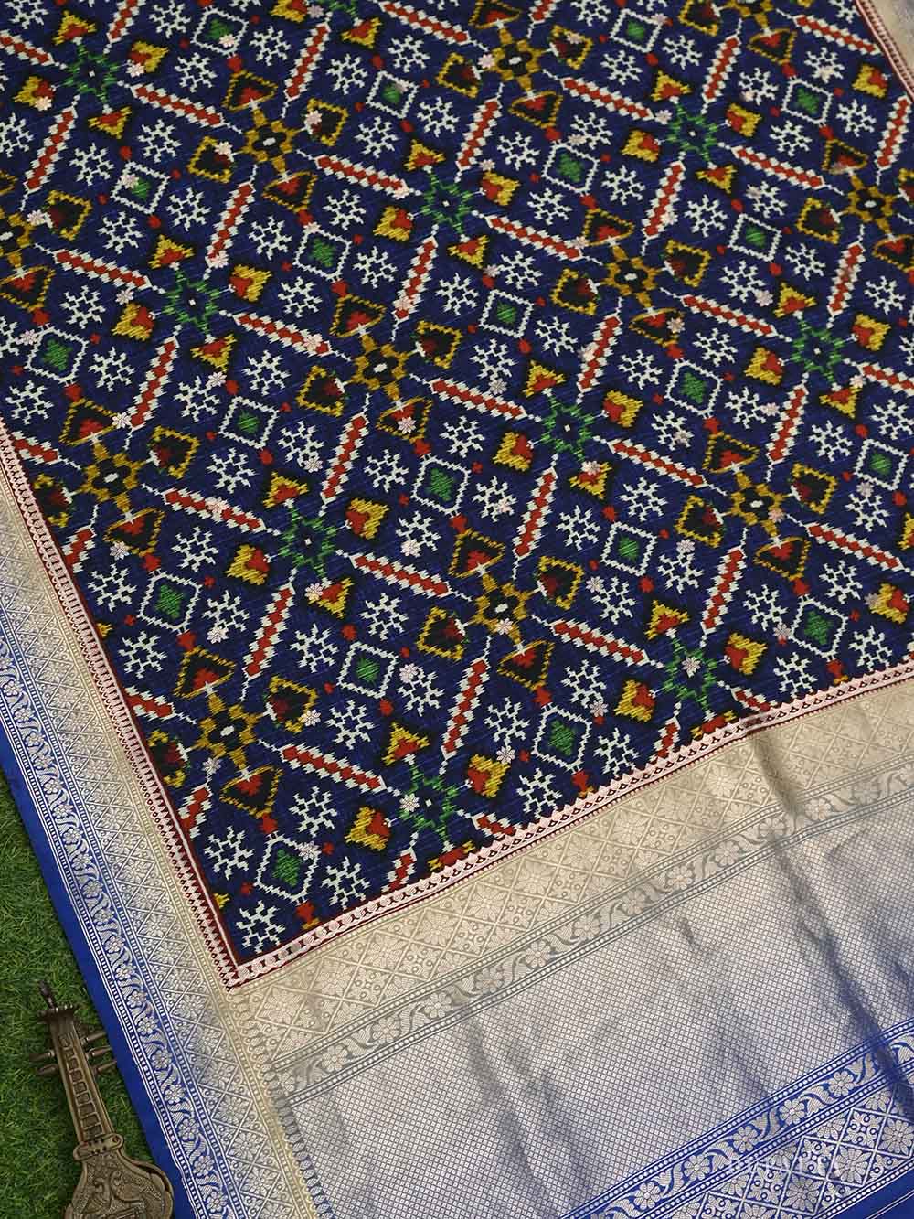 Royal Blue Katan Silk Handloom Banarasi Suit - Sacred Weaves