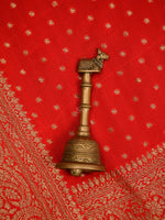 Red Booti Crepe Silk Handloom Banarasi Saree - Sacred Weaves
