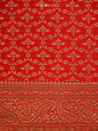 Red Booti Crepe Silk Handloom Banarasi Saree - Sacred Weaves