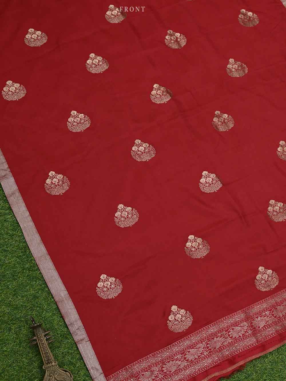 Maroon Silk Handloom Banarasi Suit - Sacred Weaves