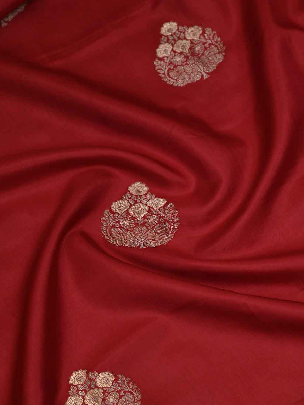 Maroon Silk Handloom Banarasi Suit - Sacred Weaves