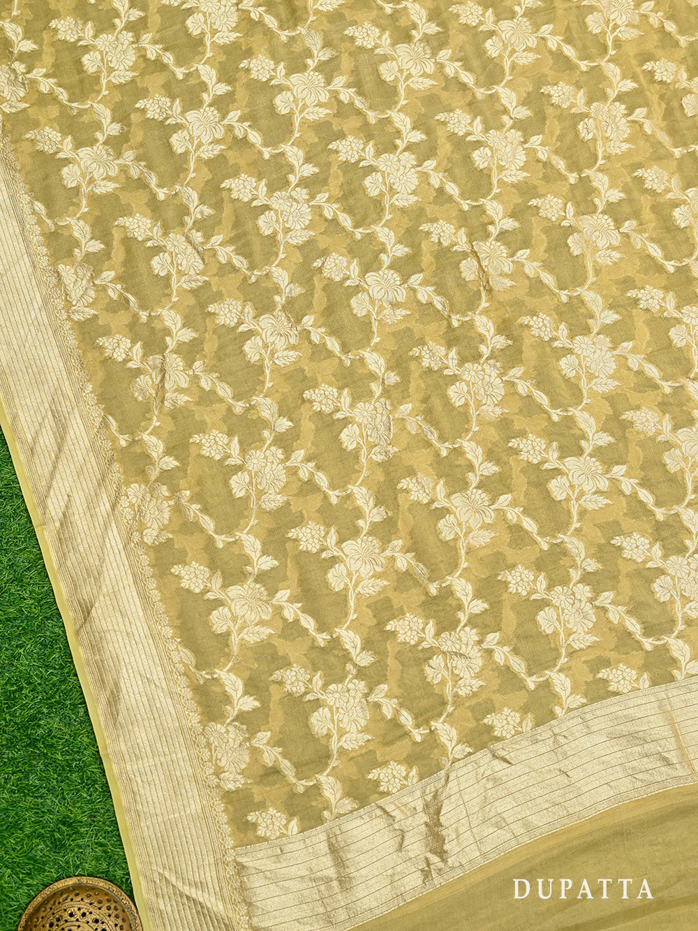 Mustard Tissue Khaddi Georgette Handloom Banarasi Suit - Sacred Weaves
