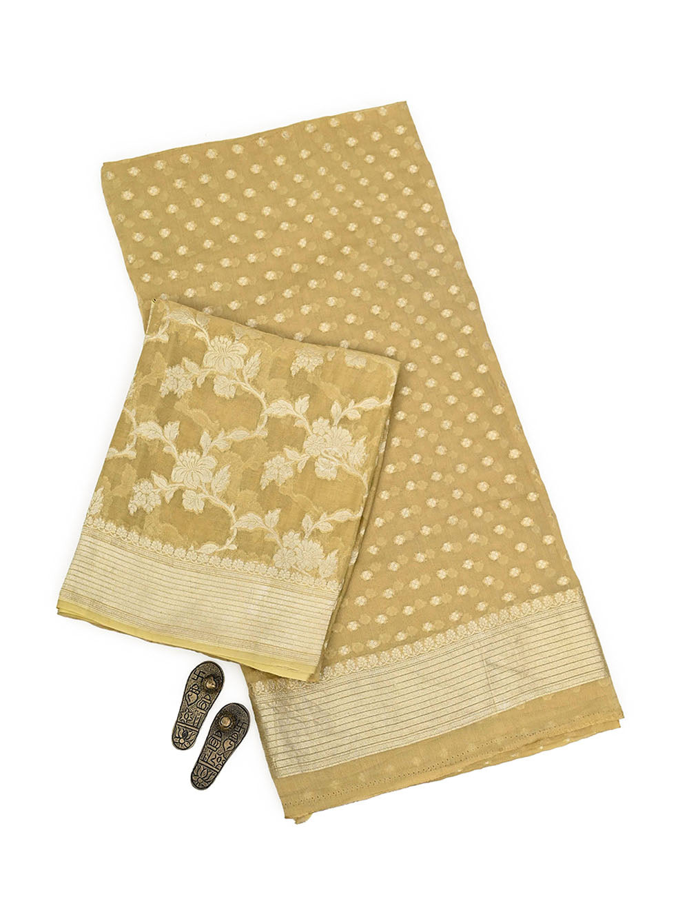 Mustard Tissue Khaddi Georgette Handloom Banarasi Suit