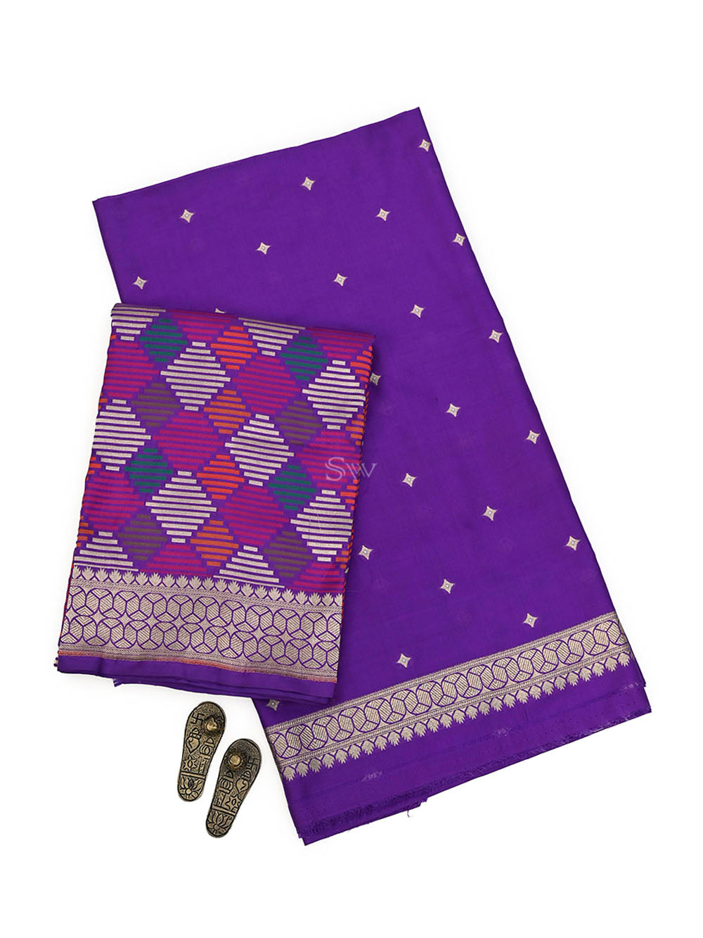 Purple Katan Silk Handloom Banarasi Suit
