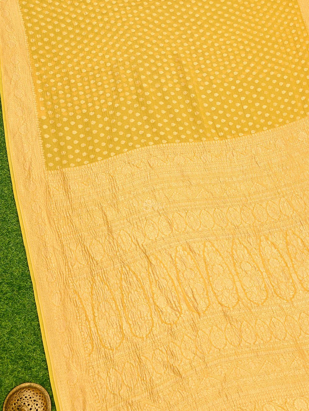 Yellow Tissue Silk Handloom Banarasi Saree - Sacred Weaves