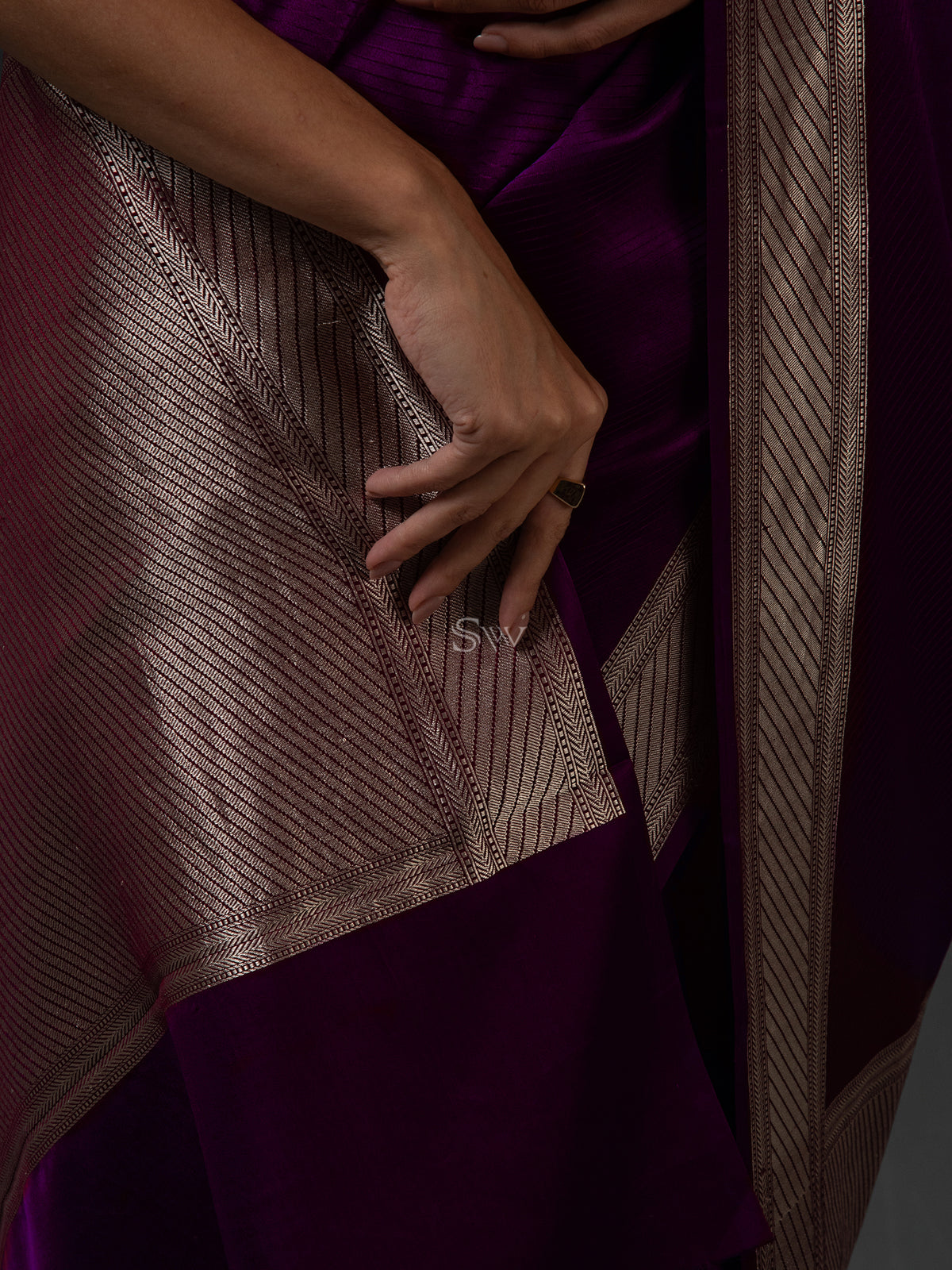 Purple Satin Tanchoi Handloom Banarasi Saree