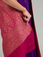 Purple Plain Crepe Silk Handloom Banarasi Saree - Sacred Weaves