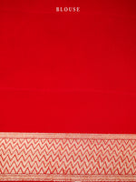 Red Booti Khaddi Georgette Handloom Banarasi Saree - Sacred Weaves