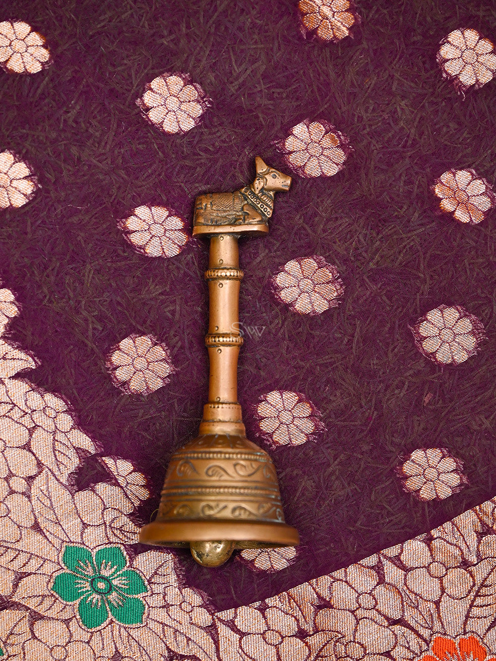 Purple Booti Khaddi Georgette Handloom Banarasi Saree - Sacred Weaves