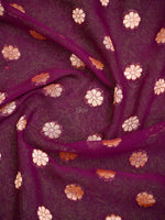 Purple Booti Khaddi Georgette Handloom Banarasi Saree - Sacred Weaves