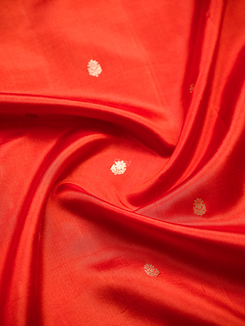 Orange Booti Katan Silk Handloom Banarasi Saree
