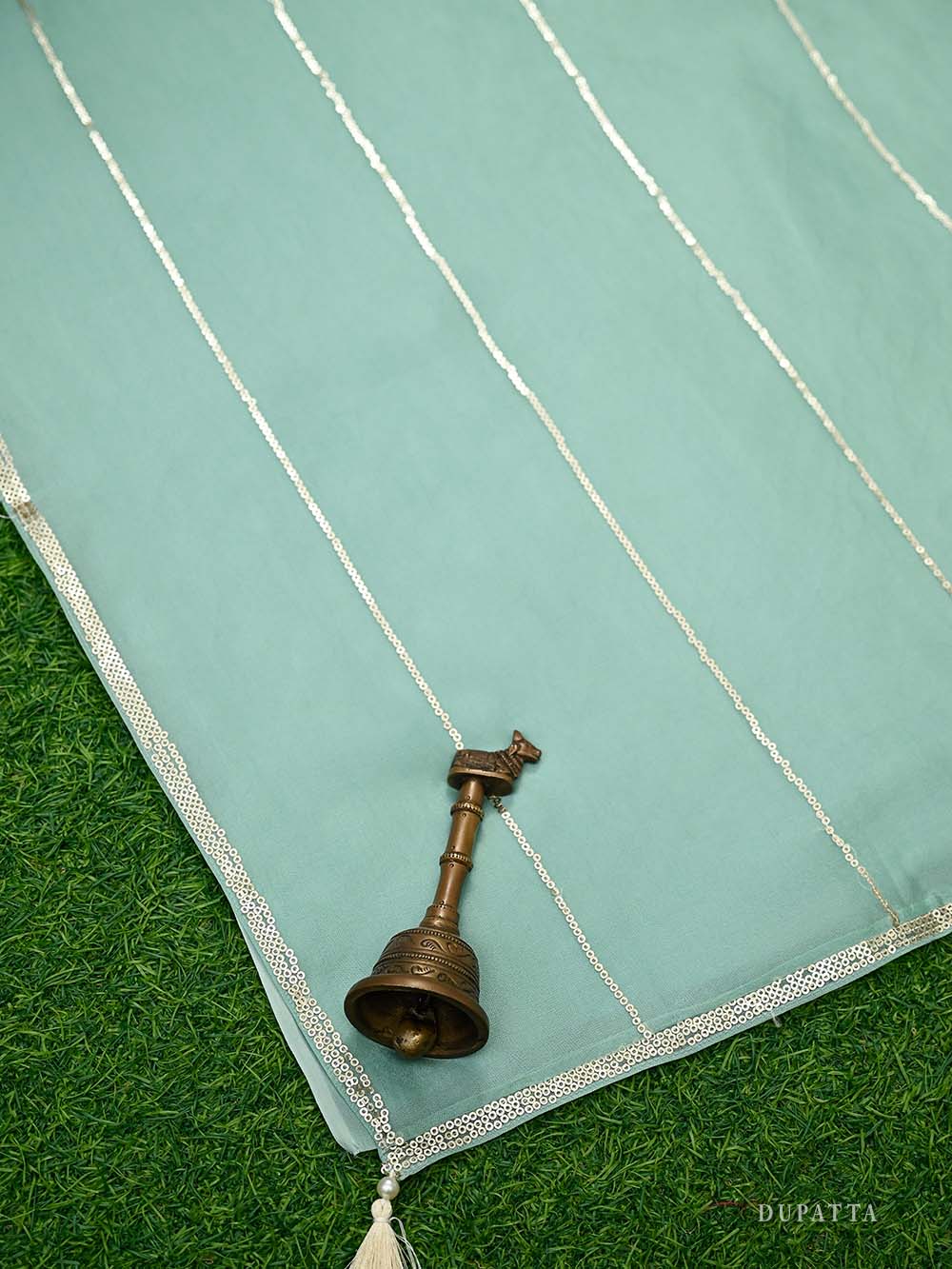 Aqua Green Embroidered Organza Handloom Banarasi Suit - Sacred Weaves