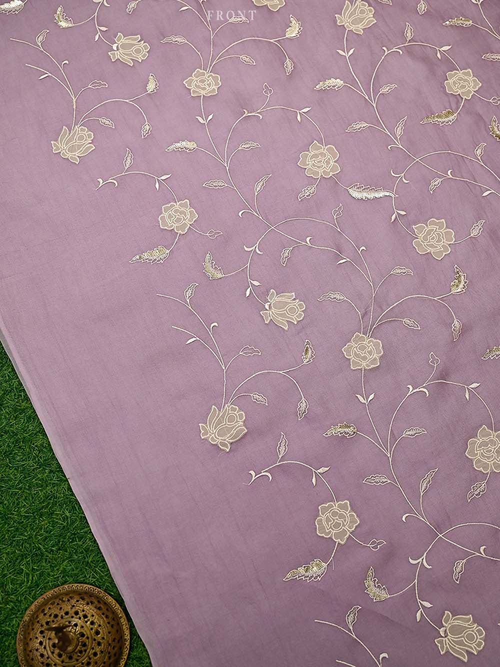 Onion Pink Embroidered Organza Handloom Banarasi Suit - Sacred Weaves