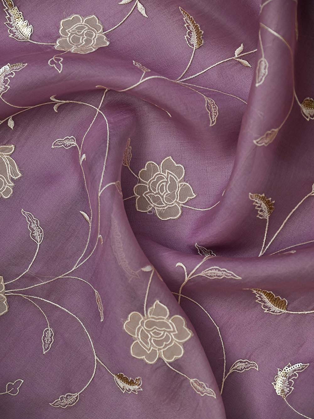 Onion Pink Embroidered Organza Handloom Banarasi Suit - Sacred Weaves