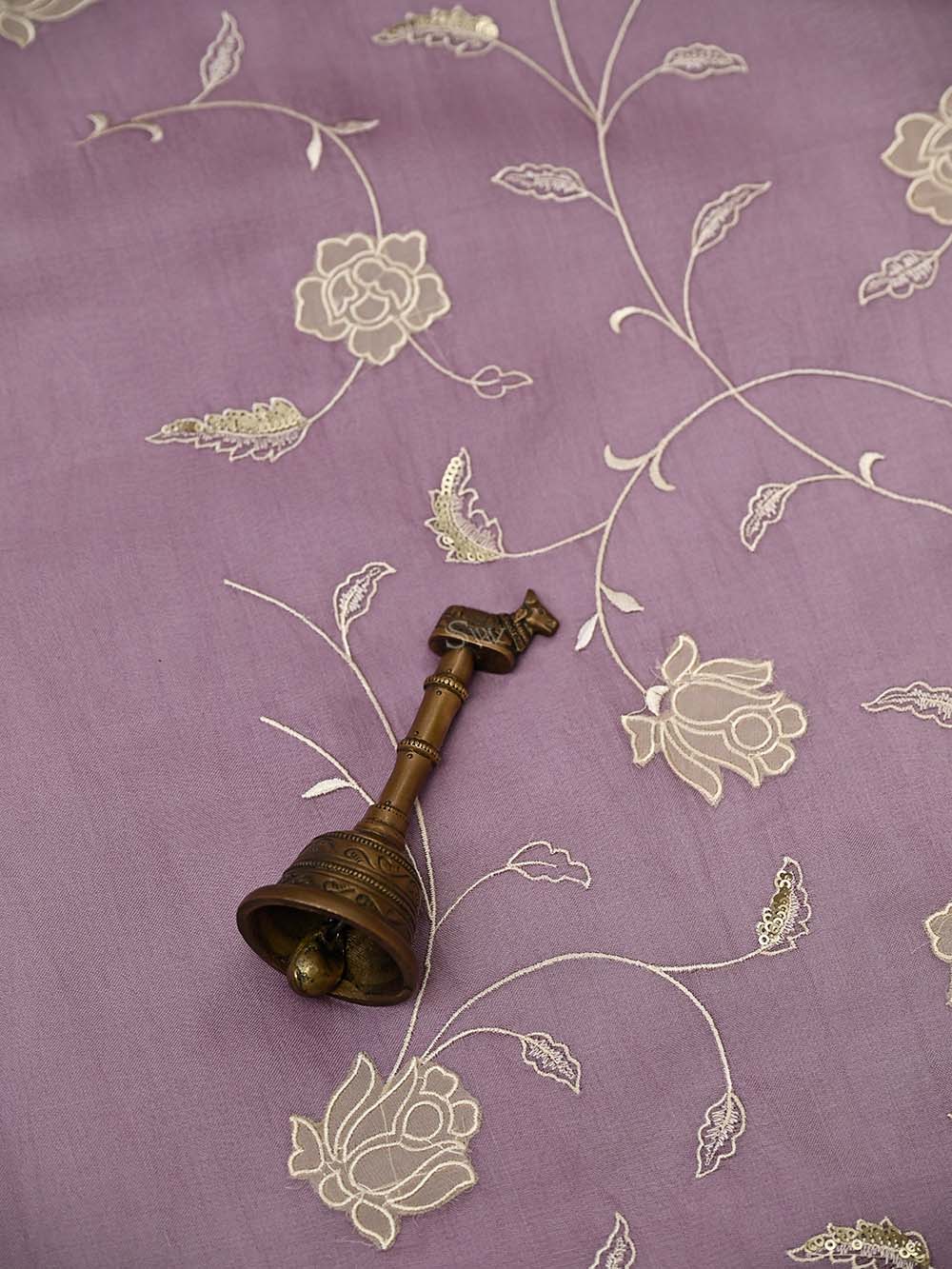 Onion Pink Embroidered Organza Handloom Banarasi Suit - Sacred Weaves