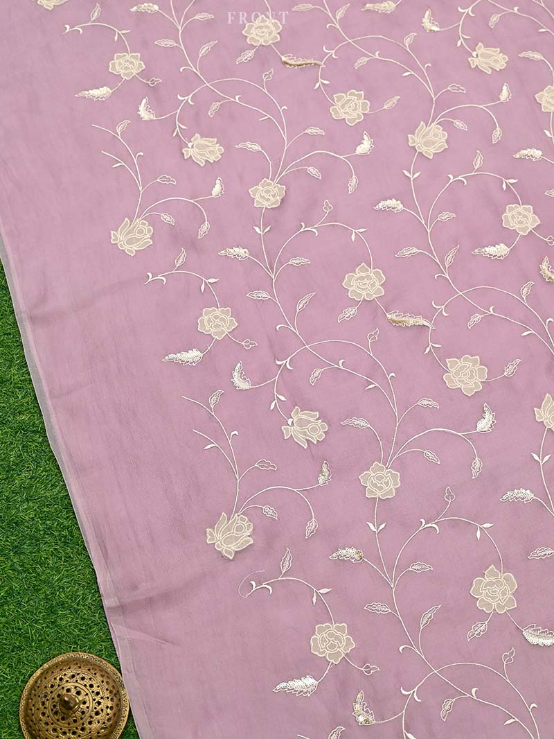 Lilac Embroidery Jaal Organza Handloom Banarasi Suit