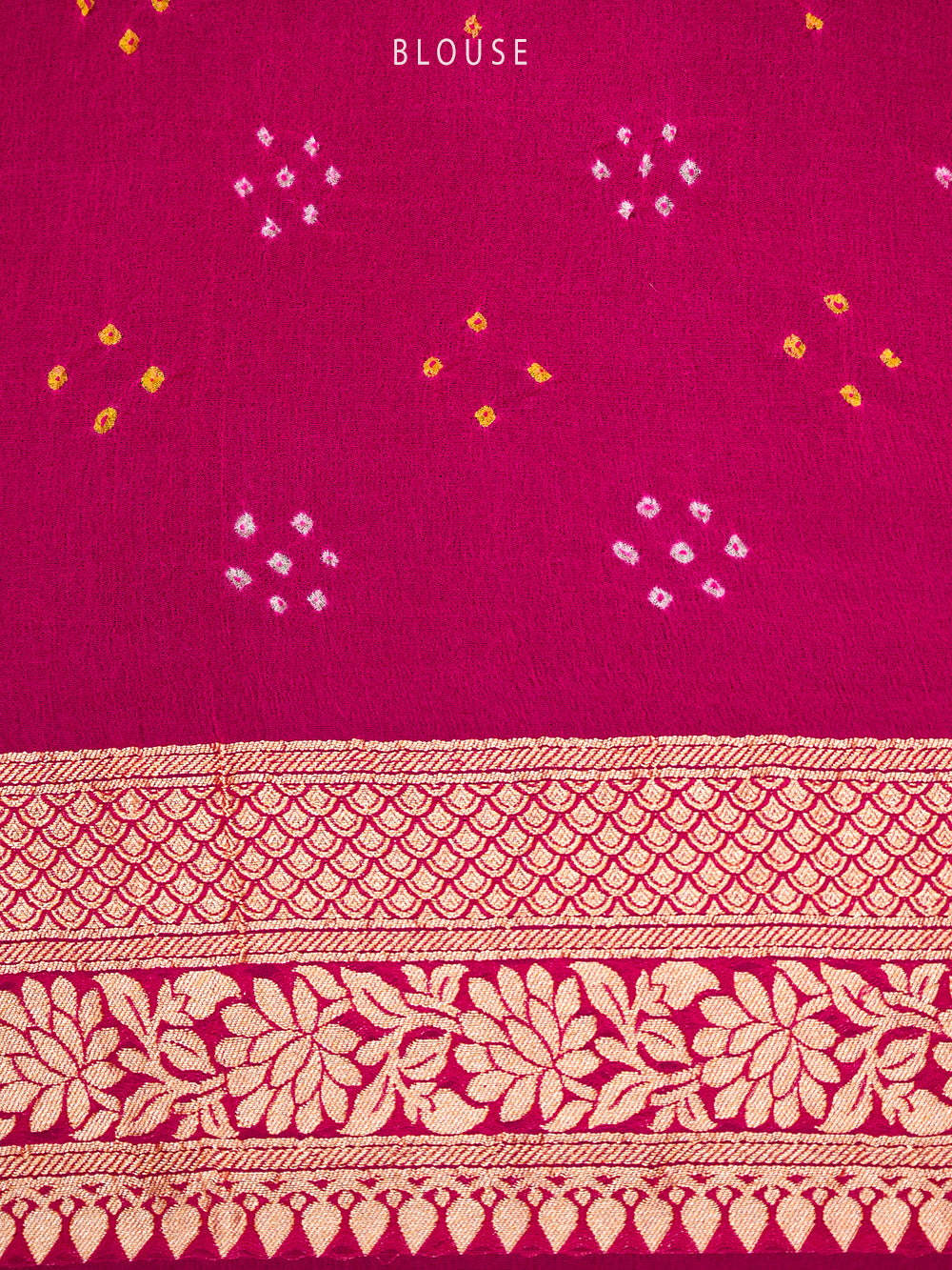 Magenta Bandhani Khaddi Georgette Handloom Banarasi Saree - Sacred Weaves
